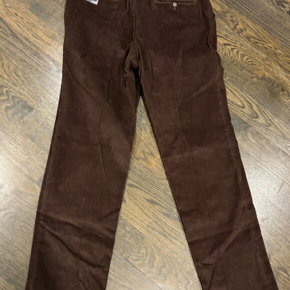 Ralph Lauren Chocolate Brown Corduroy Flat Front Pants - 36x34 - Picture 2 of 6
